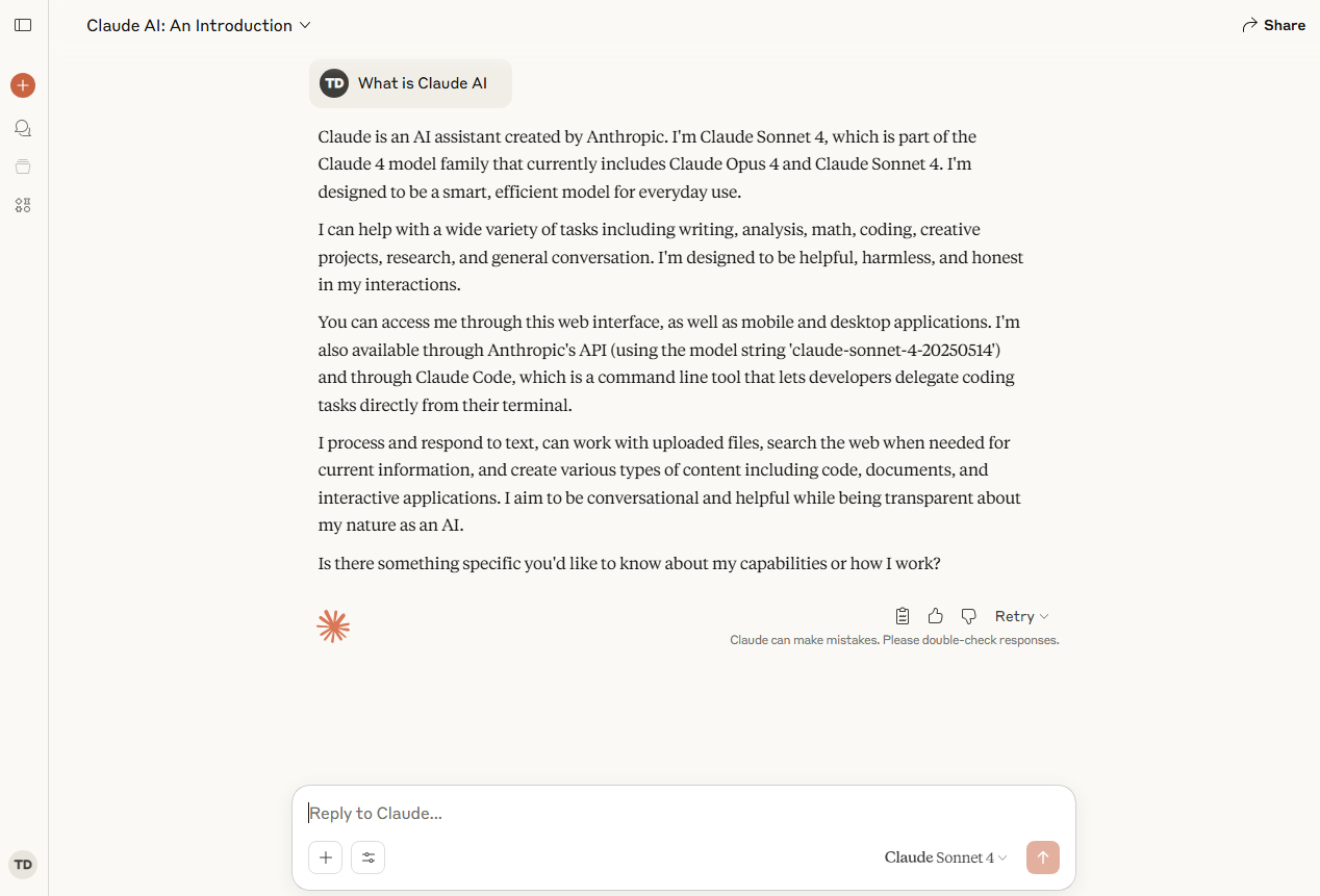 Screenshot of Claude AI – AI Tool