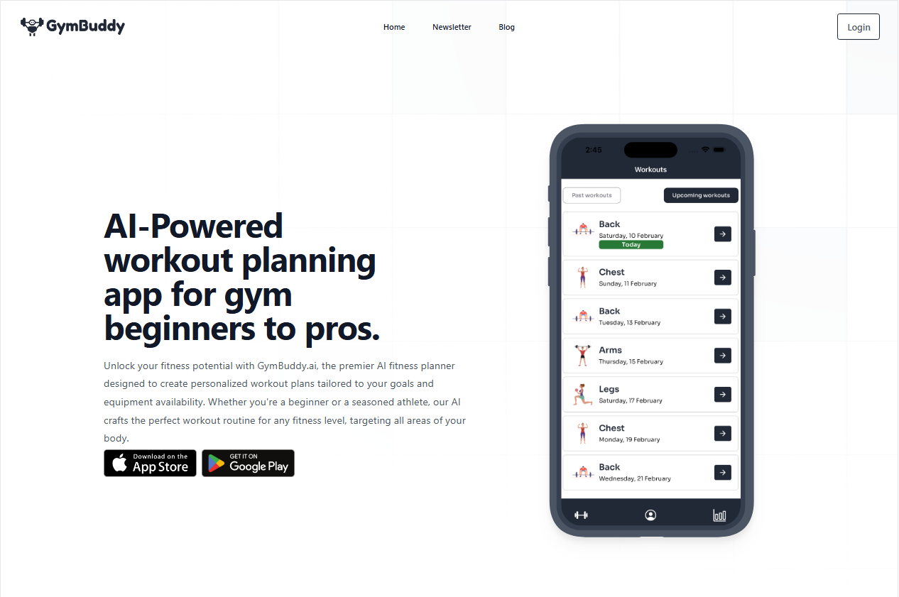 Screenshot of GymBuddy AI – AI Tool