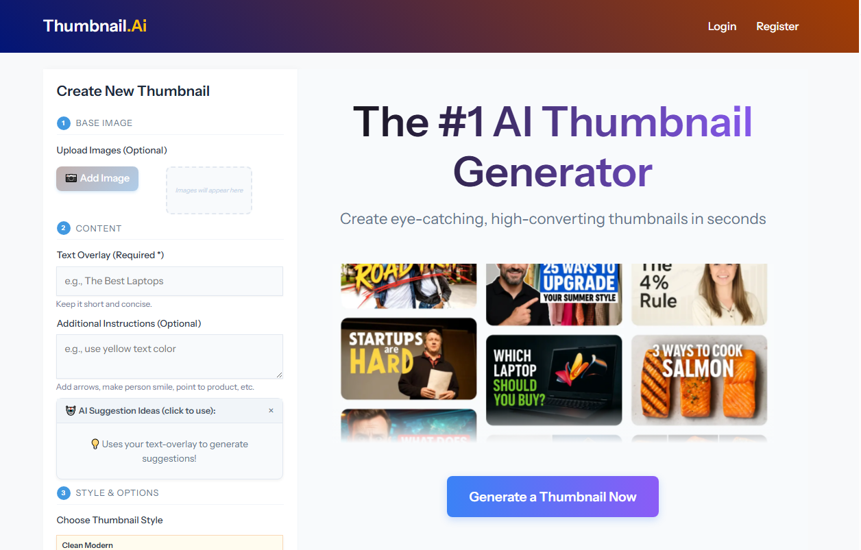 Screenshot of Thumbnail.AI – AI Tool
