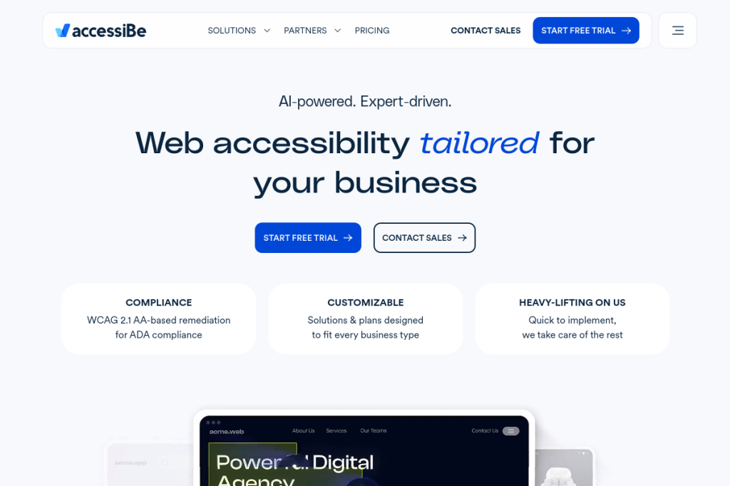 Screenshot of AccessiBe – AI Tool
