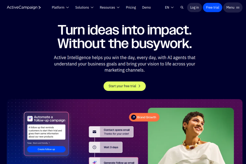 Screenshot of ActiveCampaign – AI Tool