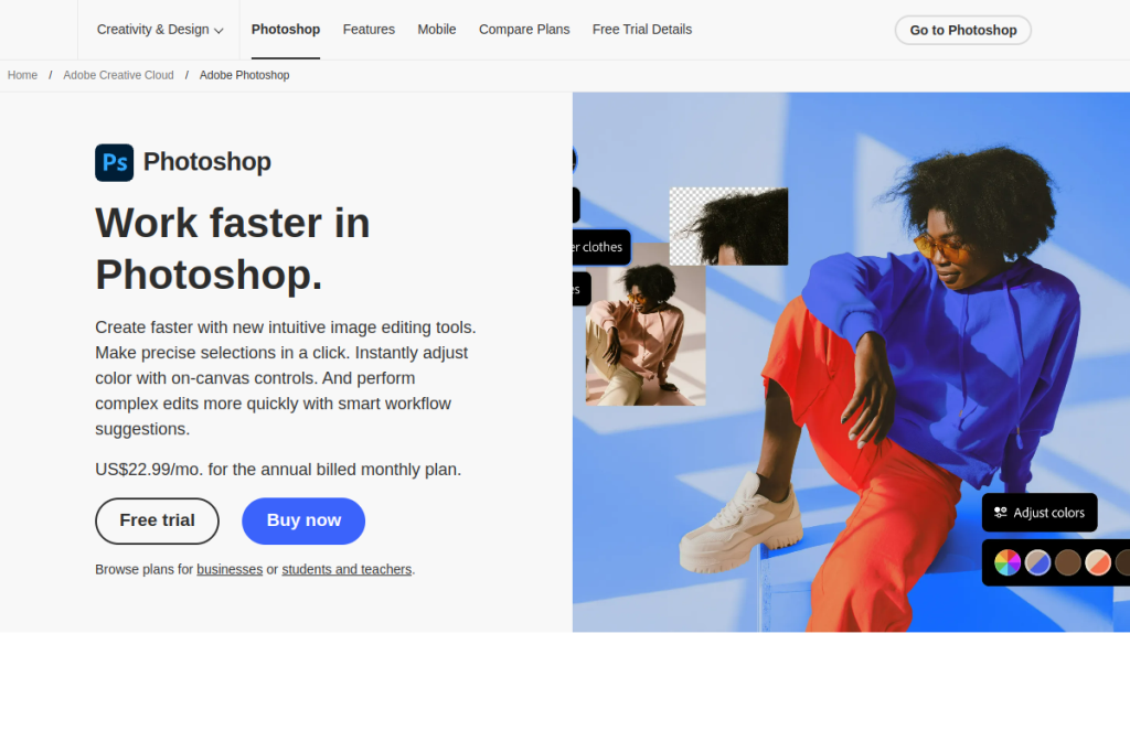 Screenshot of Adobe Photoshop (Firefly AI) – AI Tool