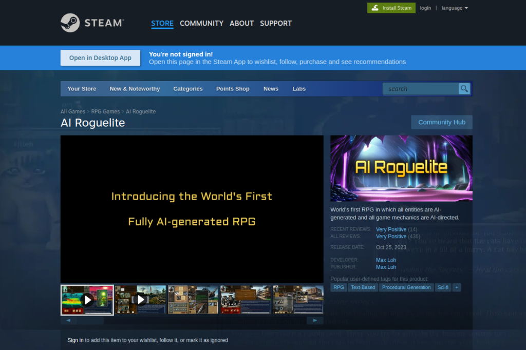 Screenshot of AI Roguelite – AI Tool