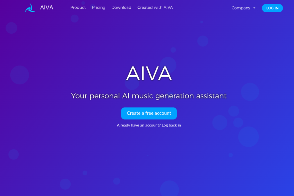 Screenshot of AIVA – AI Tool