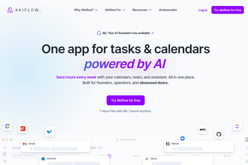Screenshot of Akiflow – AI Tool