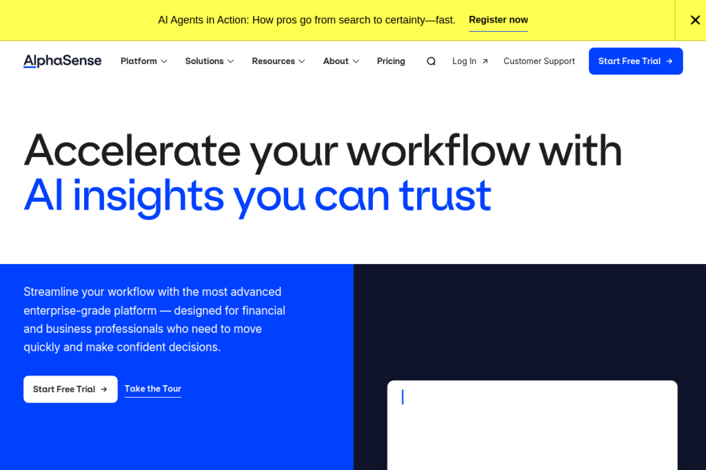 Screenshot of AlphaSense – AI Tool