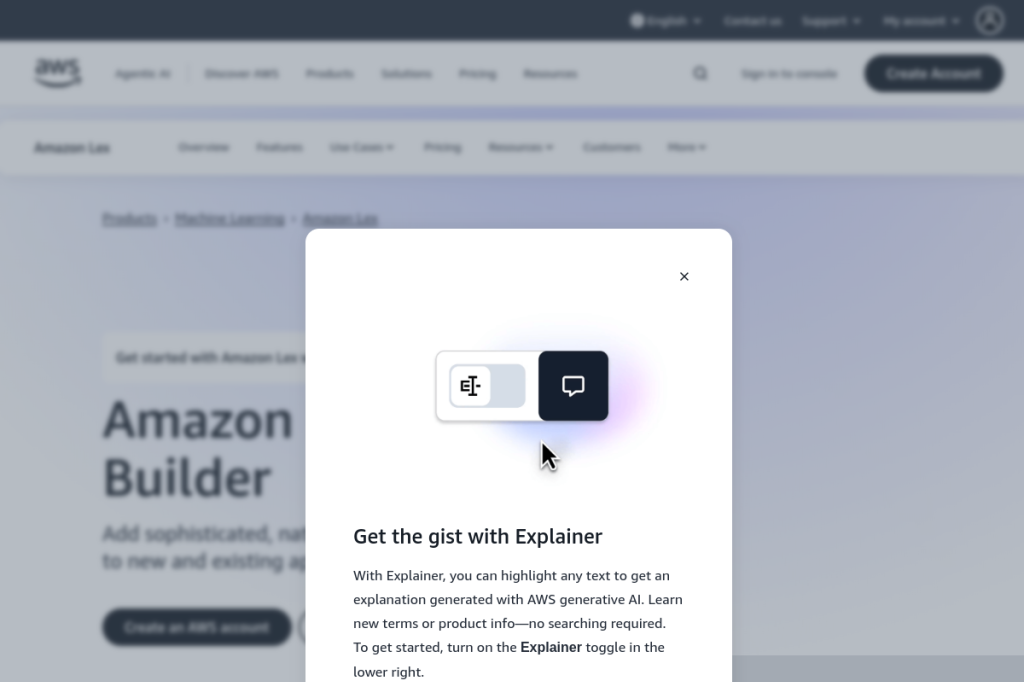Screenshot of Amazon Lex – AI Tool