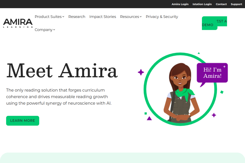 Screenshot of Amira Learning – AI Tool