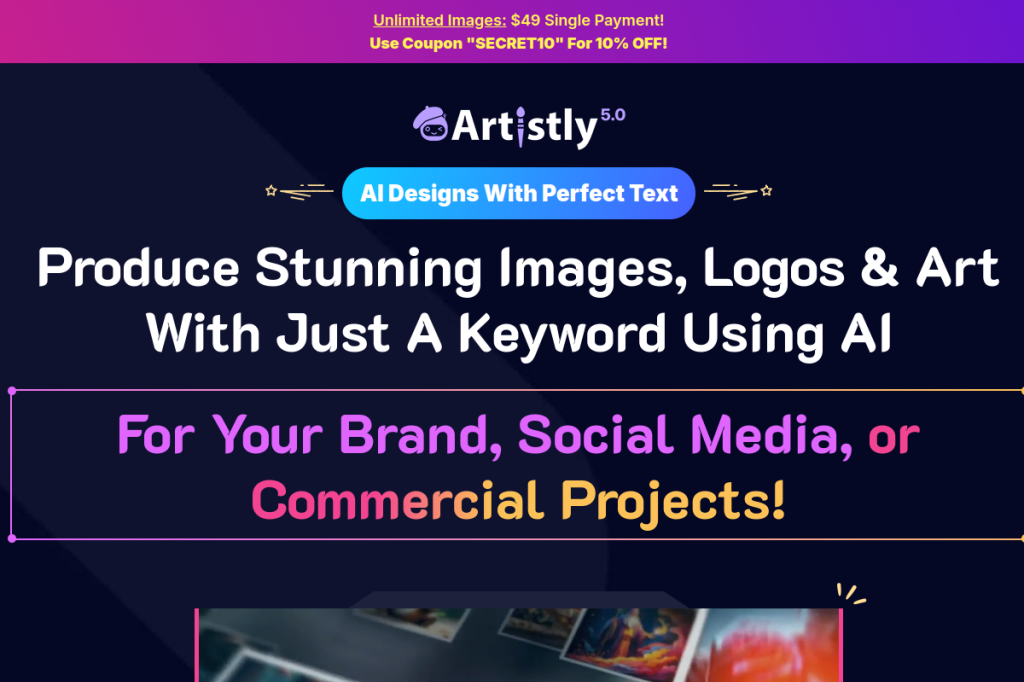 Screenshot of Artistly AI – AI Tool