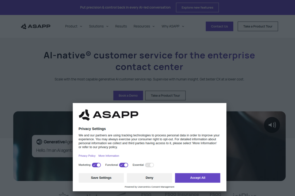 Screenshot of ASAPP – AI Tool