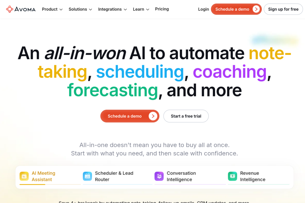 Screenshot of Avoma – AI Tool