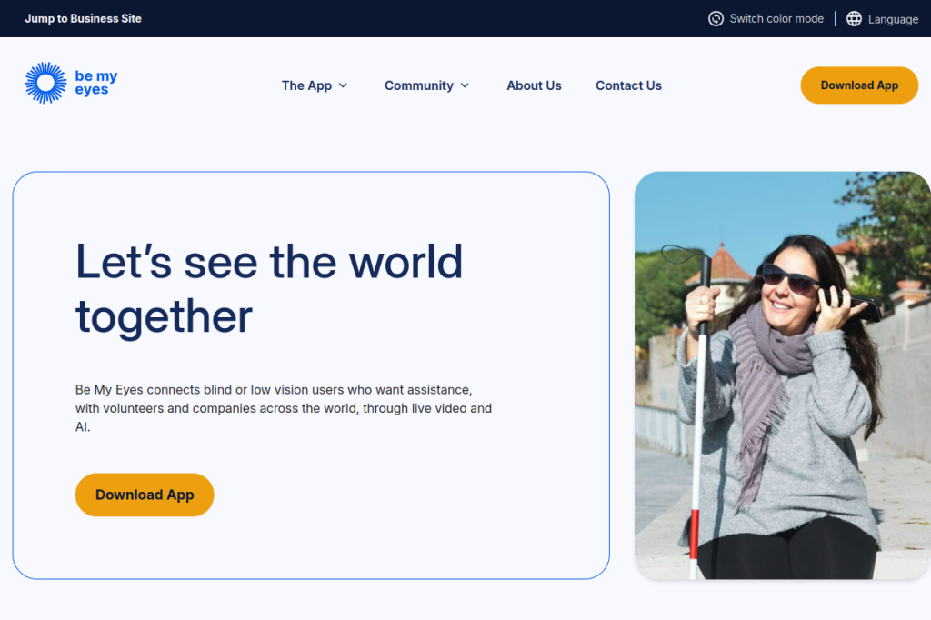 Screenshot of Be My Eyes – AI Tool