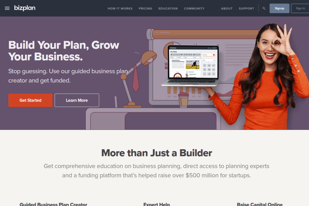 Screenshot of Bizplan – AI Tool