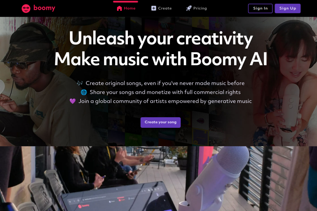 Screenshot of Boomy – AI Tool