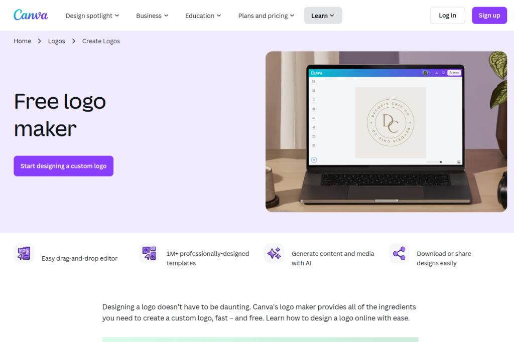 Screenshot of Canva Logo Maker – AI Tool