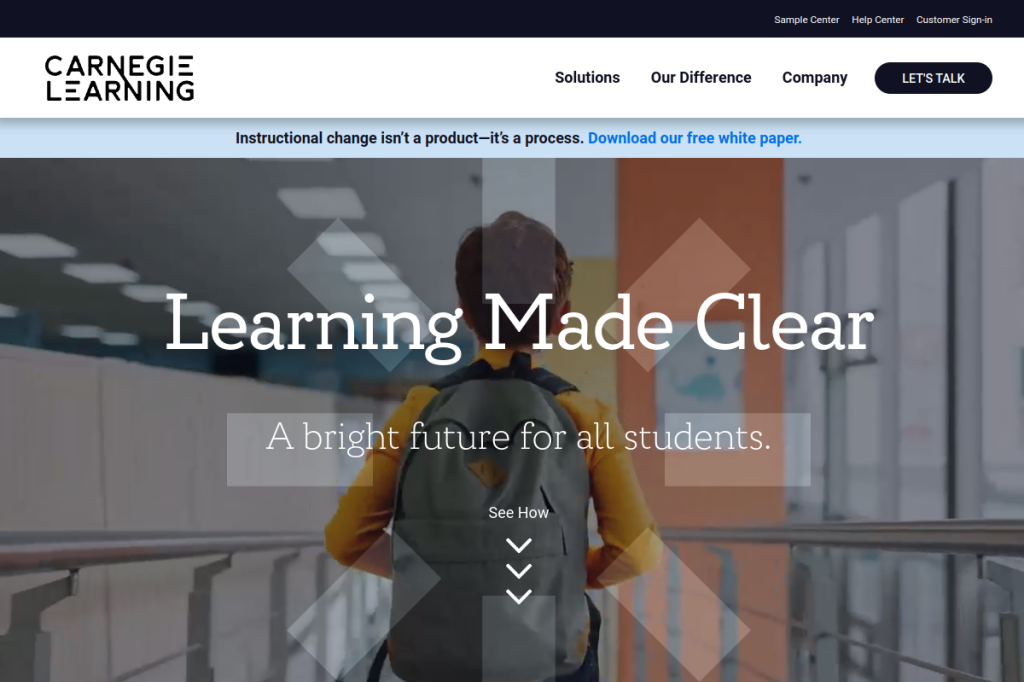 Screenshot of Carnegie Learning MATHia adaptive tutor – AI Tool