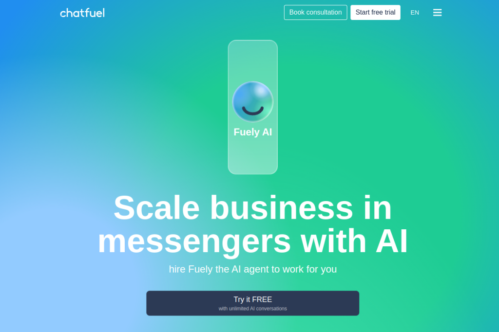 Screenshot of Chatfuel – AI Tool
