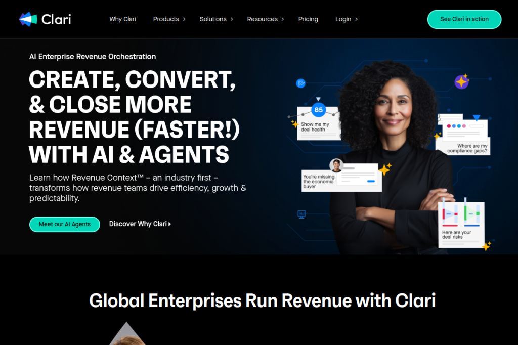 Screenshot of Clari – AI Tool