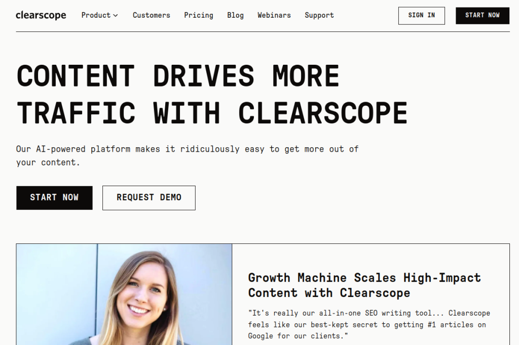 Screenshot of Clearscope – AI Tool