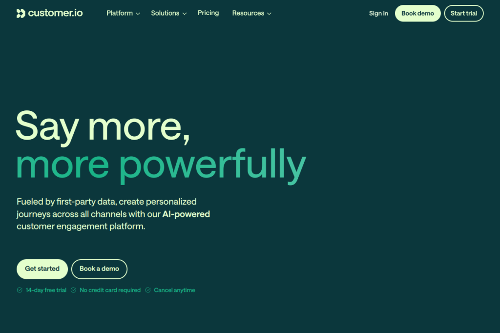Screenshot of Customer.io – AI Tool
