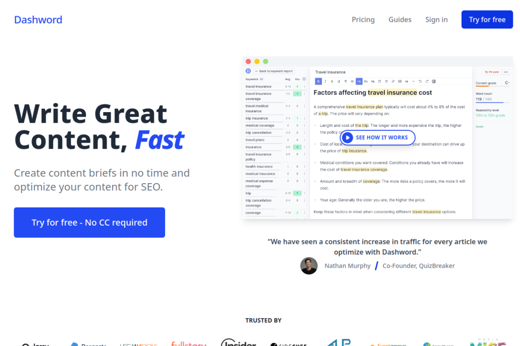Screenshot of Dashword – AI Tool