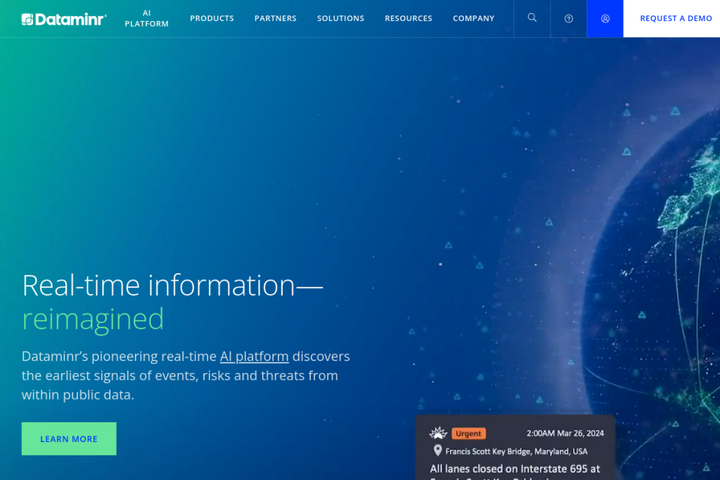 Screenshot of Dataminr – AI Tool