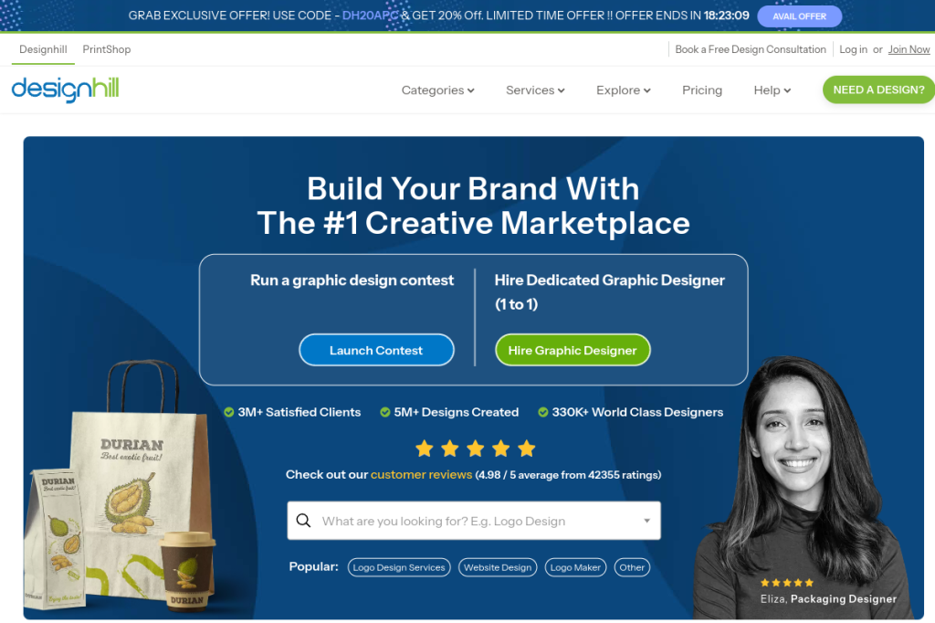 Screenshot of Designhill Logo Maker – AI Tool