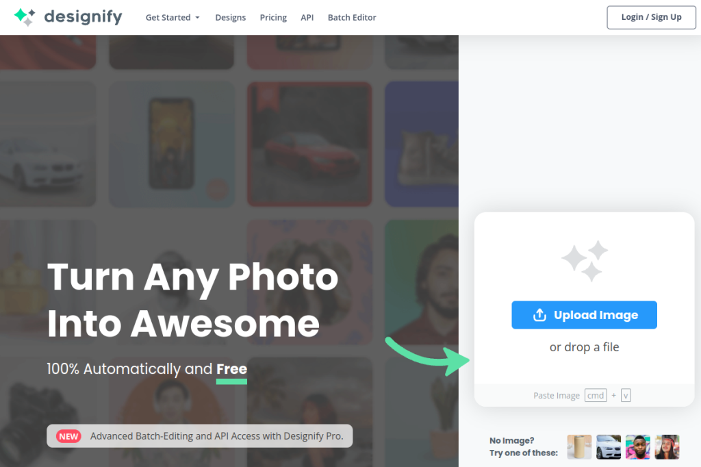 Screenshot of Designify – AI Tool