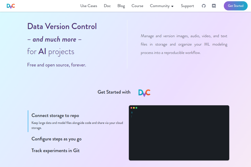Screenshot of DVC – AI Tool