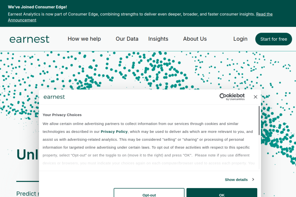 Screenshot of Earnest Analytics – AI Tool