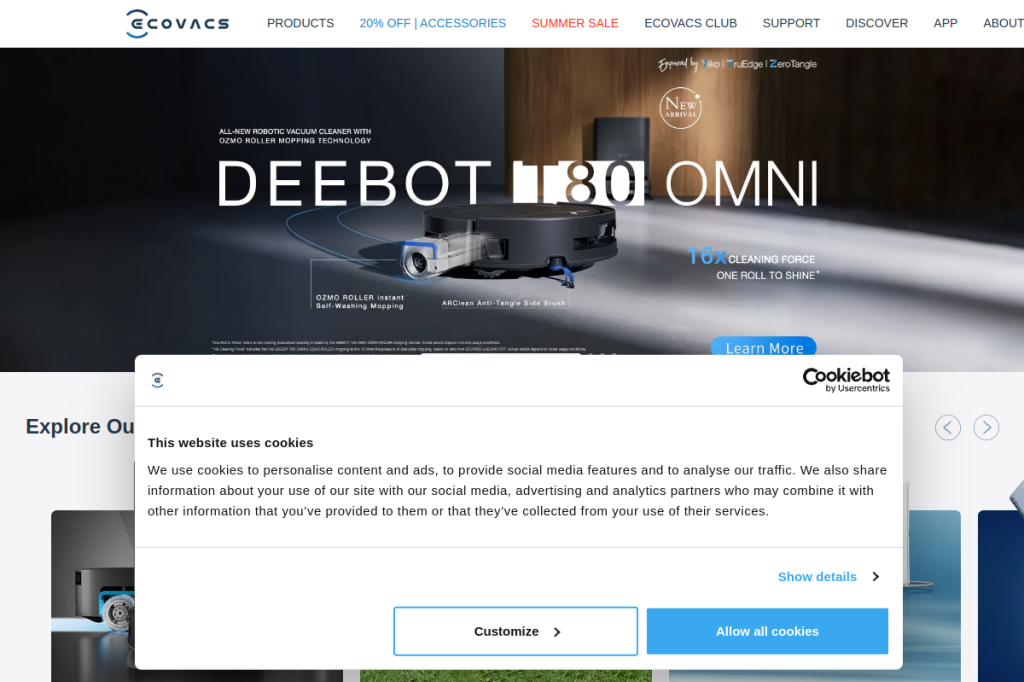Screenshot of Ecovacs Deebot – AI Tool