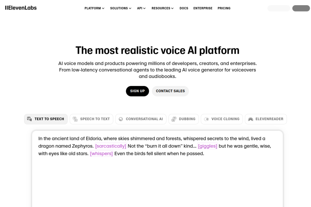 Screenshot of ElevenLabs – AI Tool