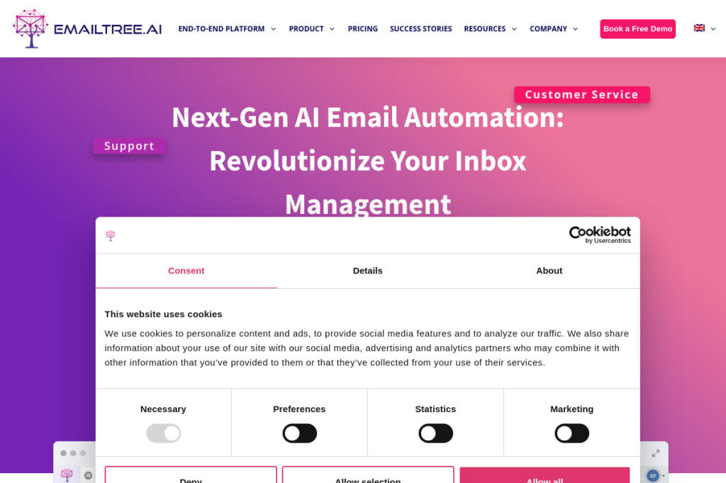 Screenshot of EmailTree – AI Tool