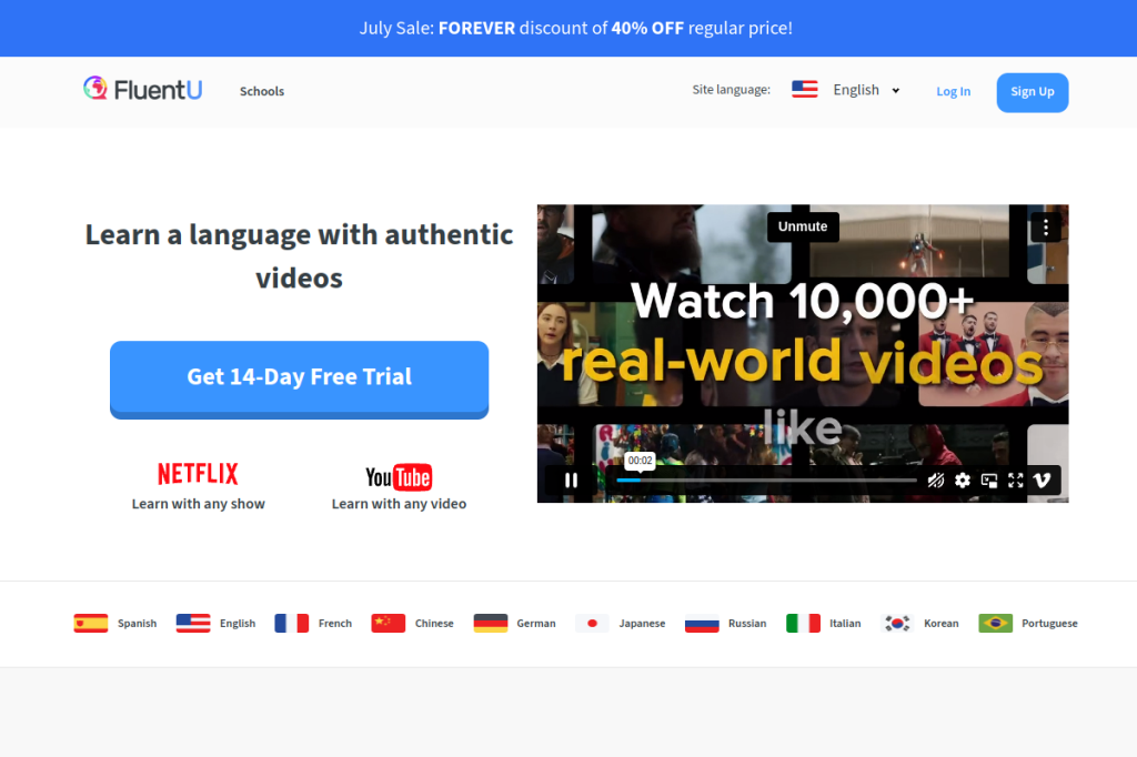 Screenshot of FluentU – AI Tool