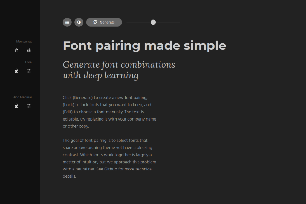 Screenshot of Fontjoy – AI Tool