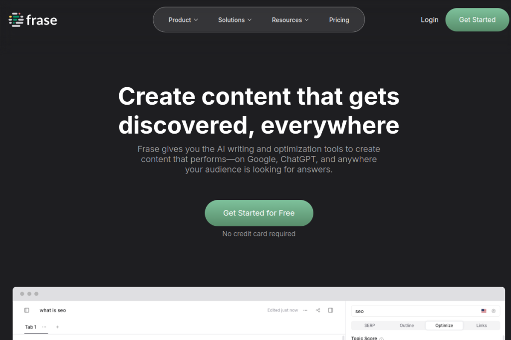 Screenshot of Frase – AI Tool
