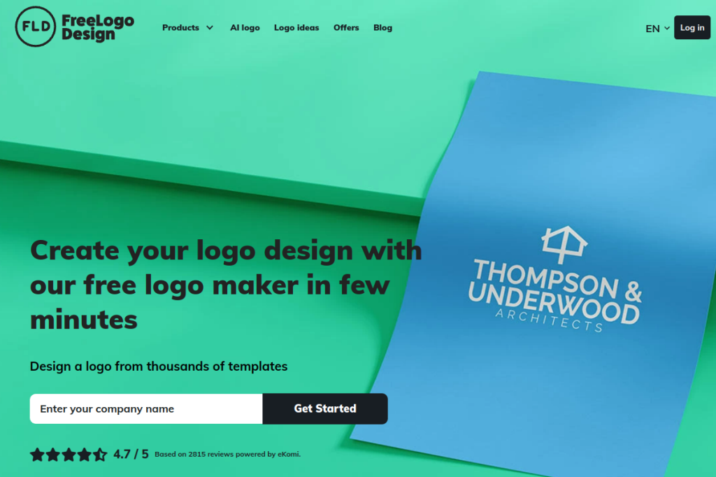 Screenshot of FreeLogoDesign – AI Tool