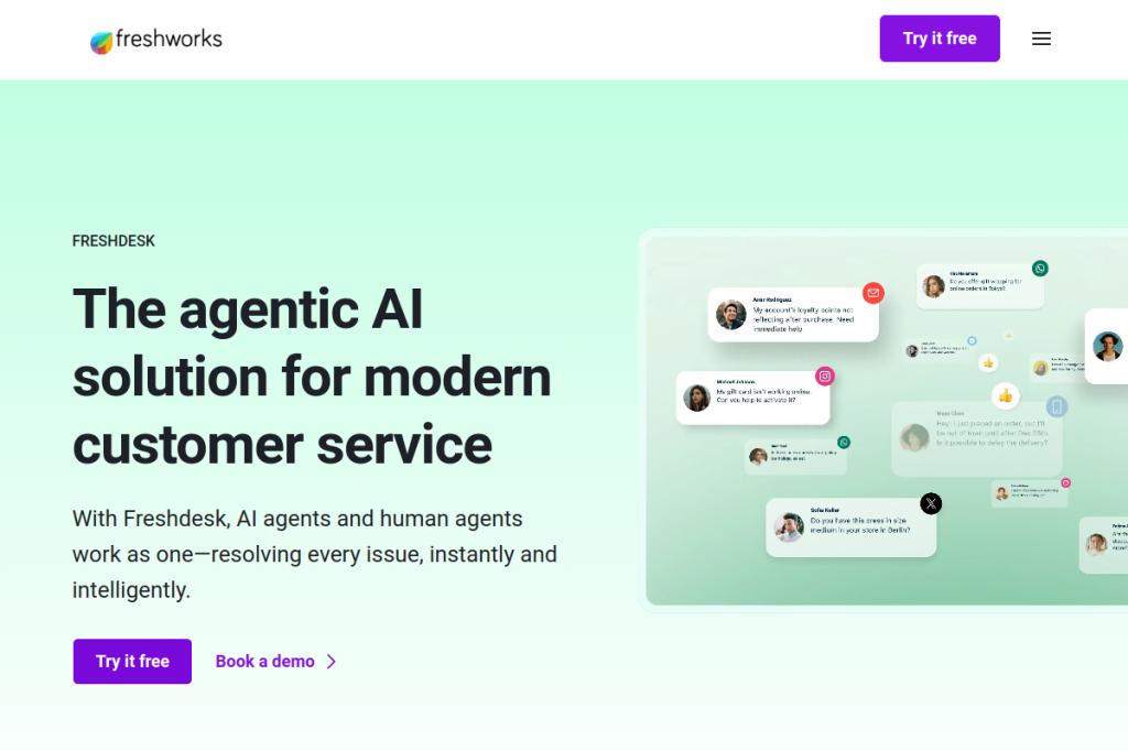 Screenshot of Freshdesk – AI Tool