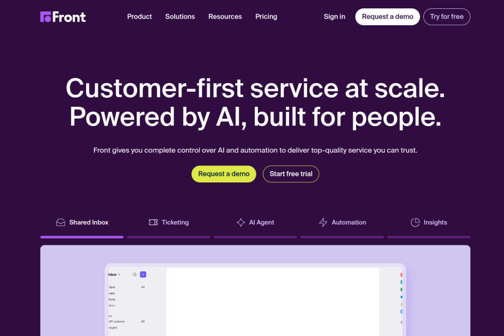 Screenshot of Front – AI Tool