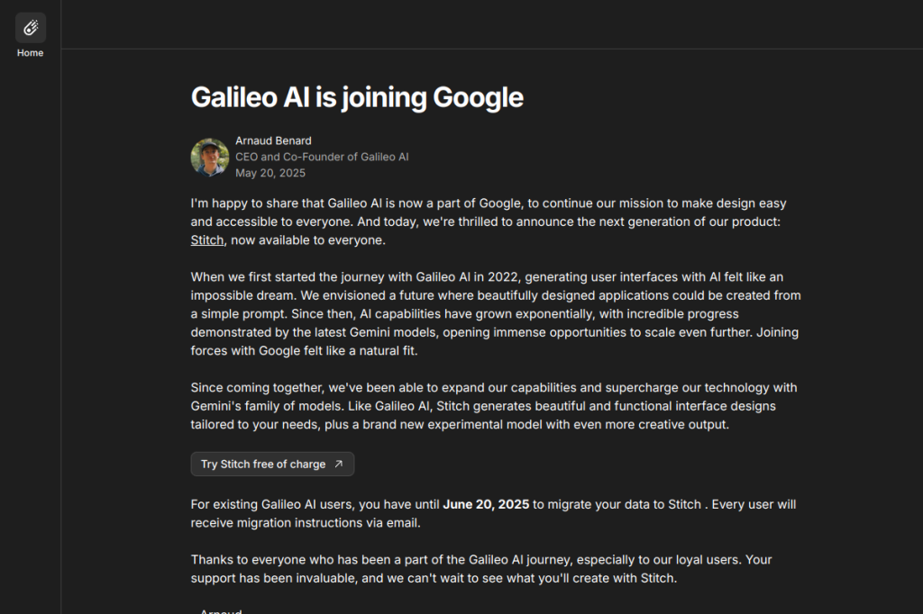 Screenshot of Galileo AI – AI Tool