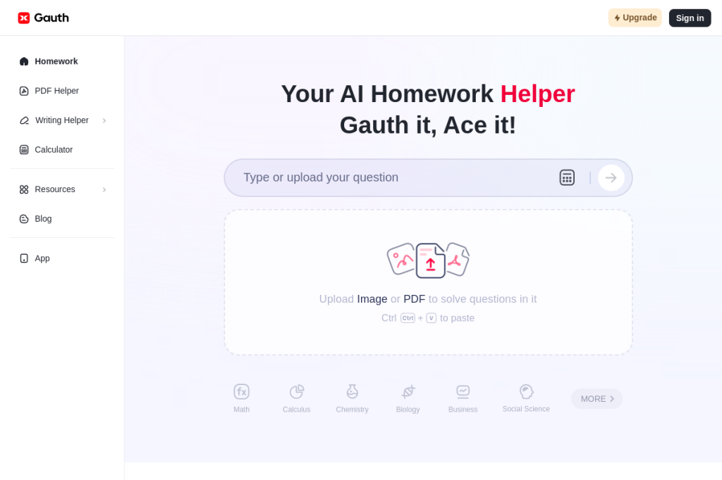 Screenshot of Gauthmath – AI Tool