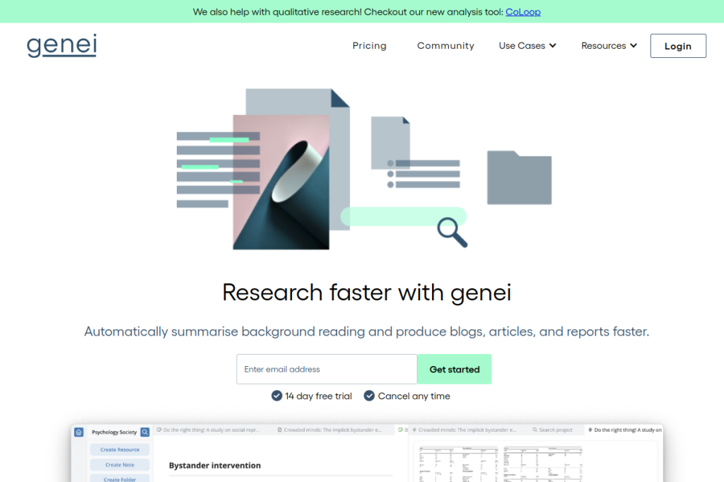 Screenshot of Genei – AI Tool