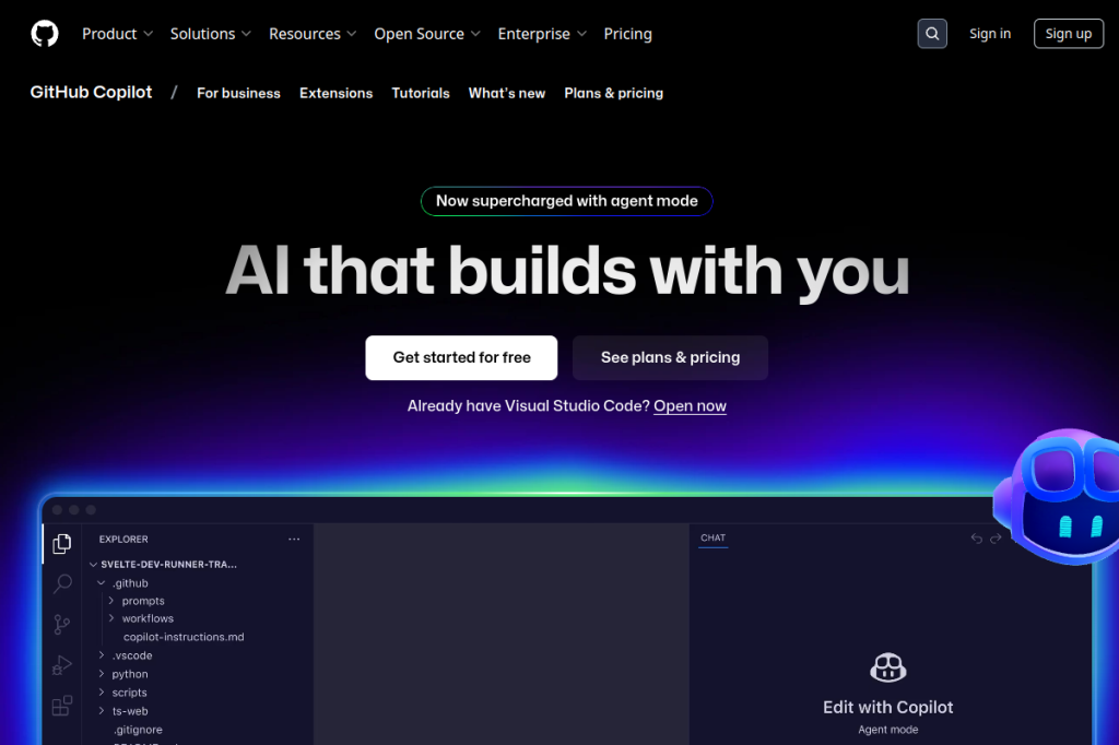 Screenshot of GitHub Copilot – AI Tool
