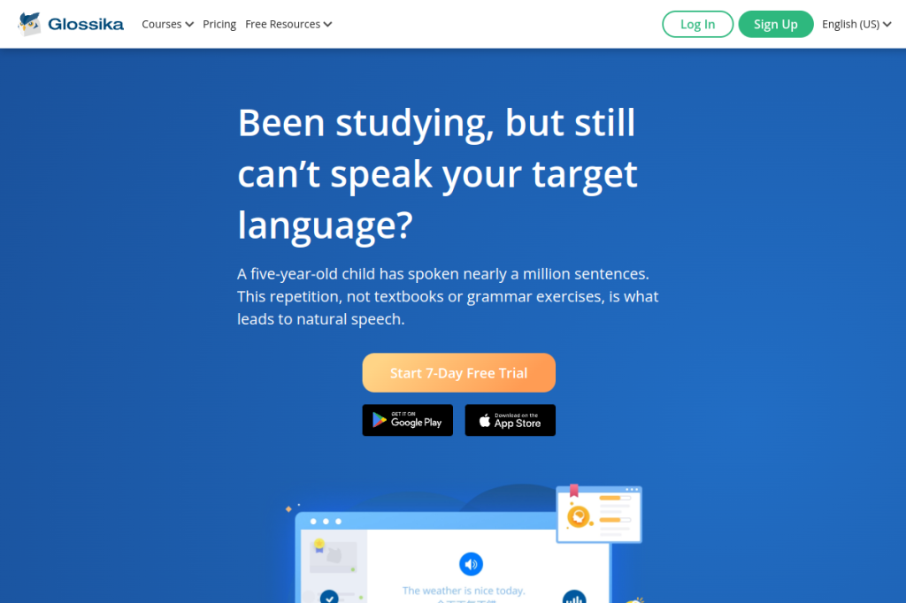 Screenshot of Glossika – AI Tool