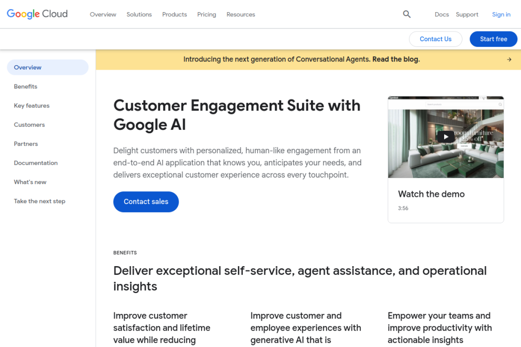 Screenshot of Google Contact Center AI – AI Tool