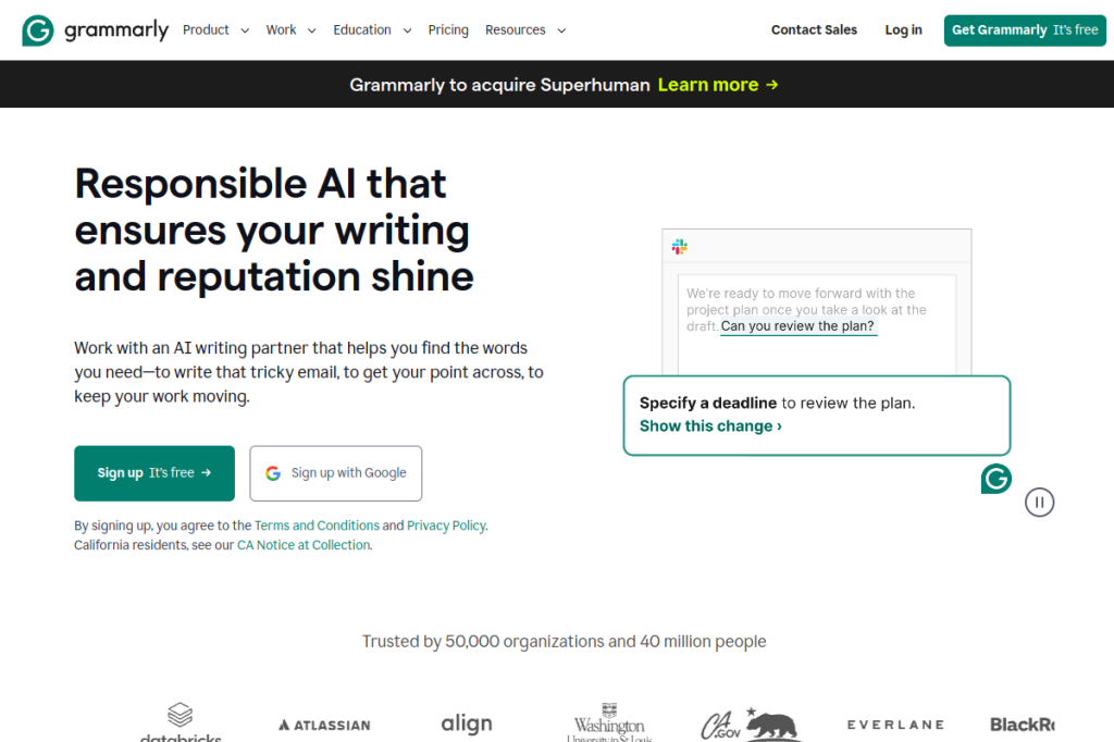 Screenshot of Grammarly – AI Tool
