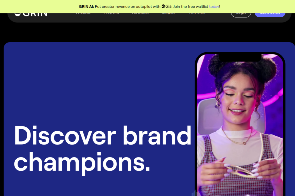 Screenshot of Grin – AI Tool