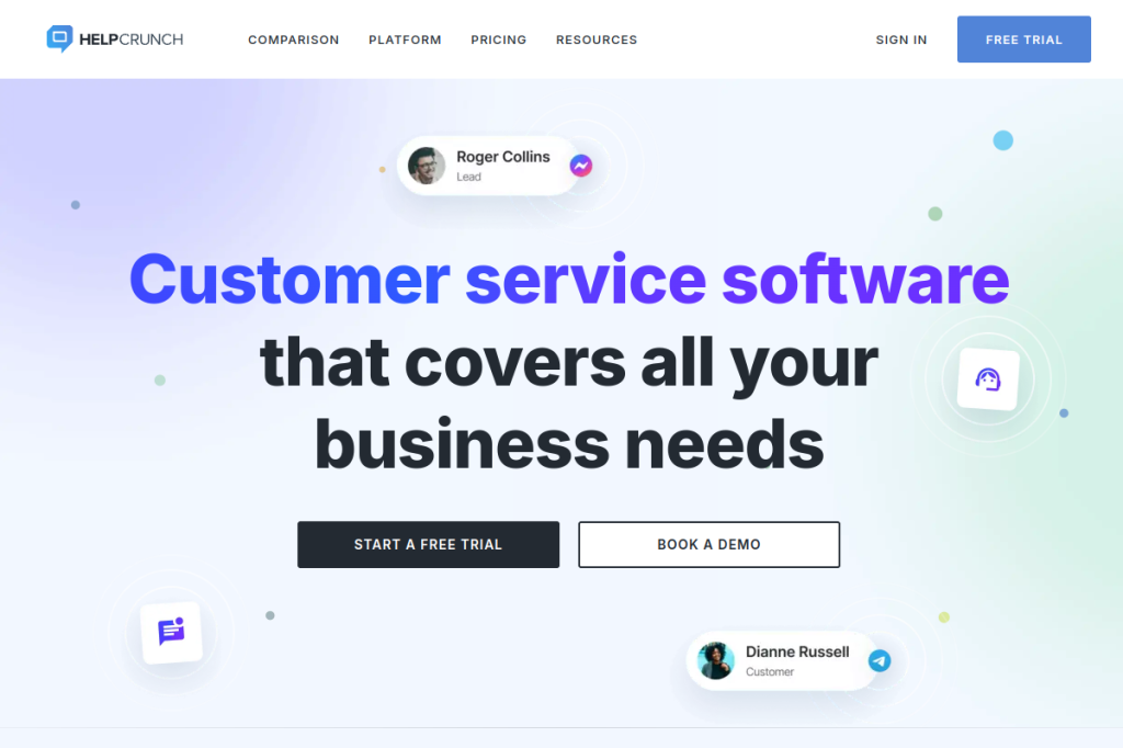 Screenshot of HelpCrunch – AI Tool