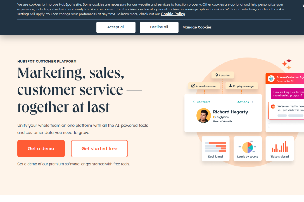Screenshot of HubSpot Chatbot Builder – AI Tool