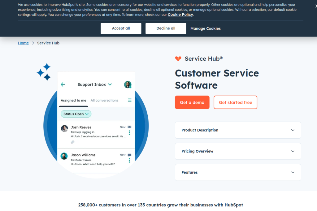 Screenshot of HubSpot Service Hub – AI Tool